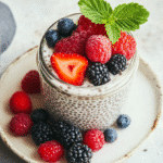 chia pudding dessert with berries